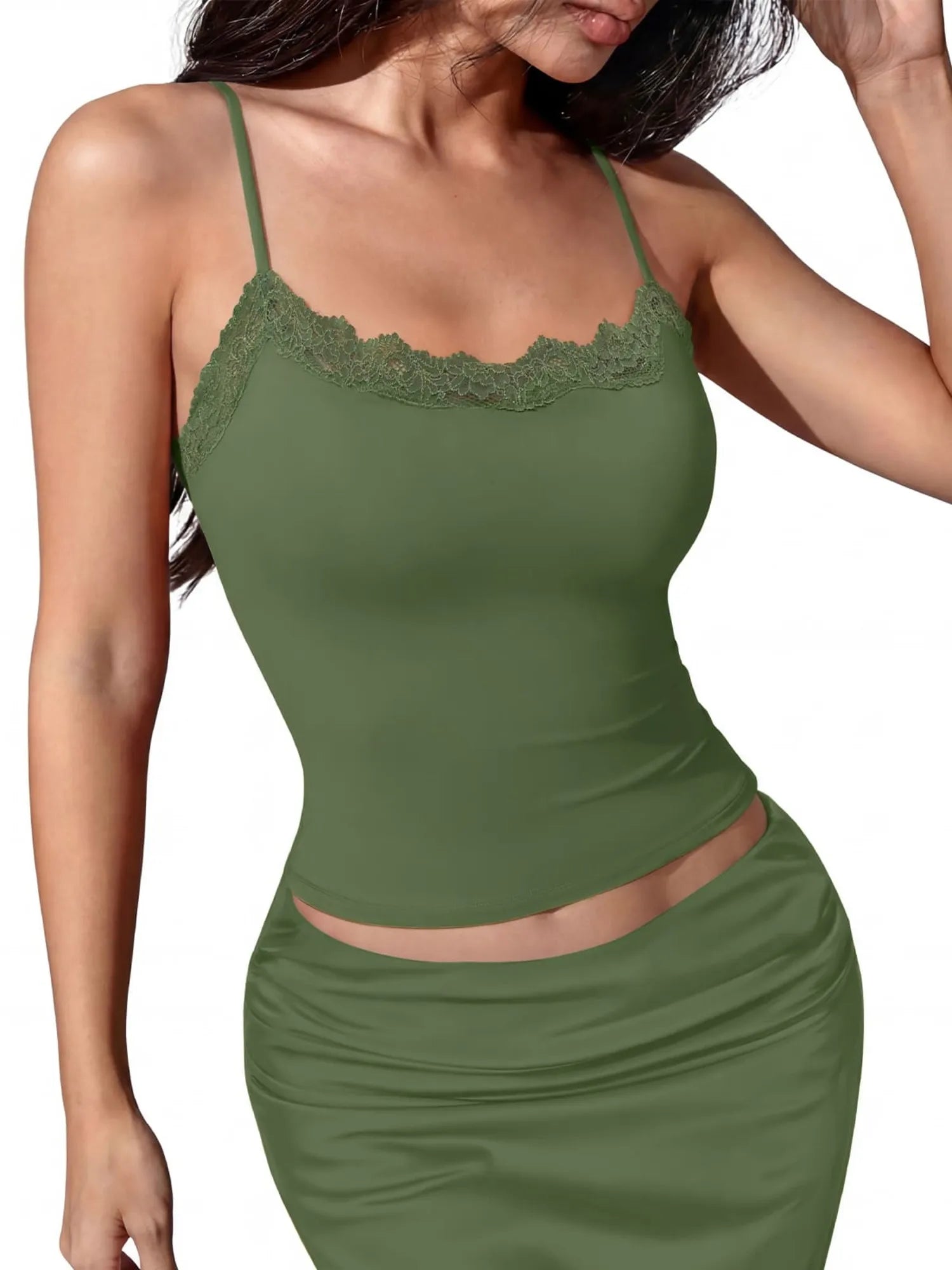 Double Lined Lace Cami Tank Top