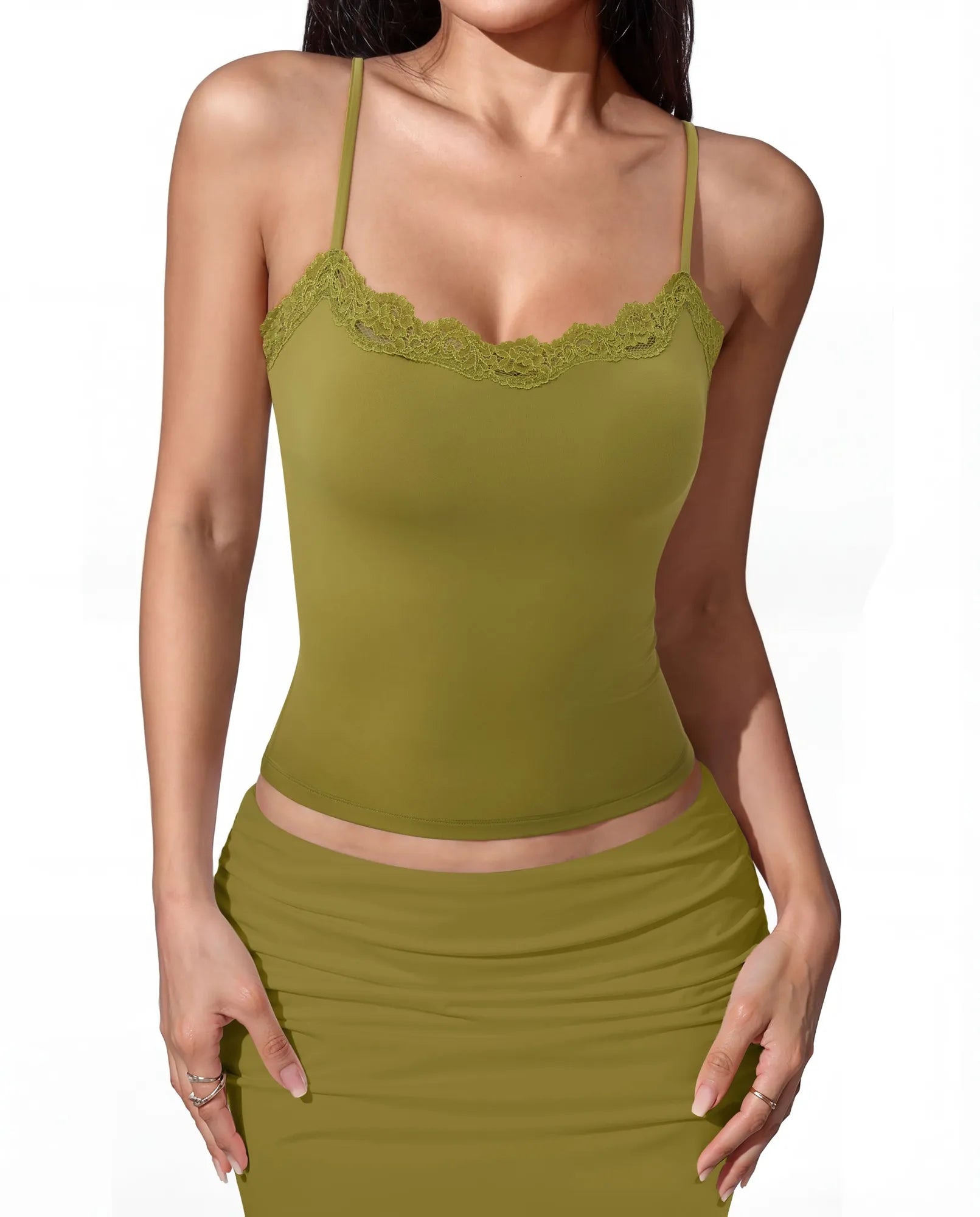 Double Lined Lace Cami Tank Top