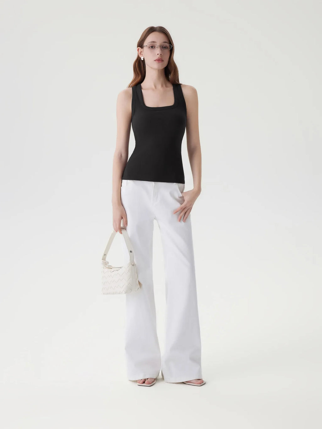 Cotton Ribbed Square Neck Tank Tops