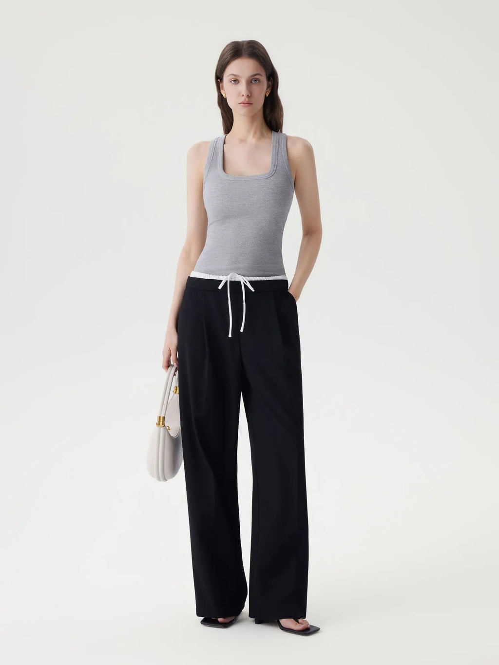 Cotton Ribbed Square Neck Tank Tops