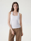 Cotton Ribbed Square Neck Tank Tops