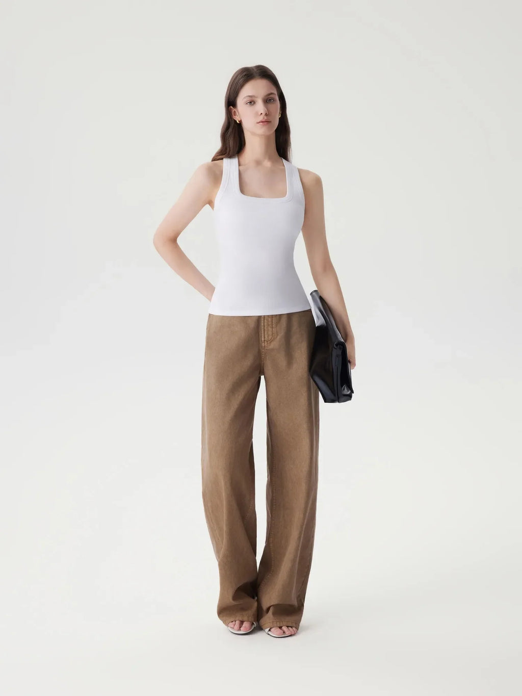 Cotton Ribbed Square Neck Tank Tops