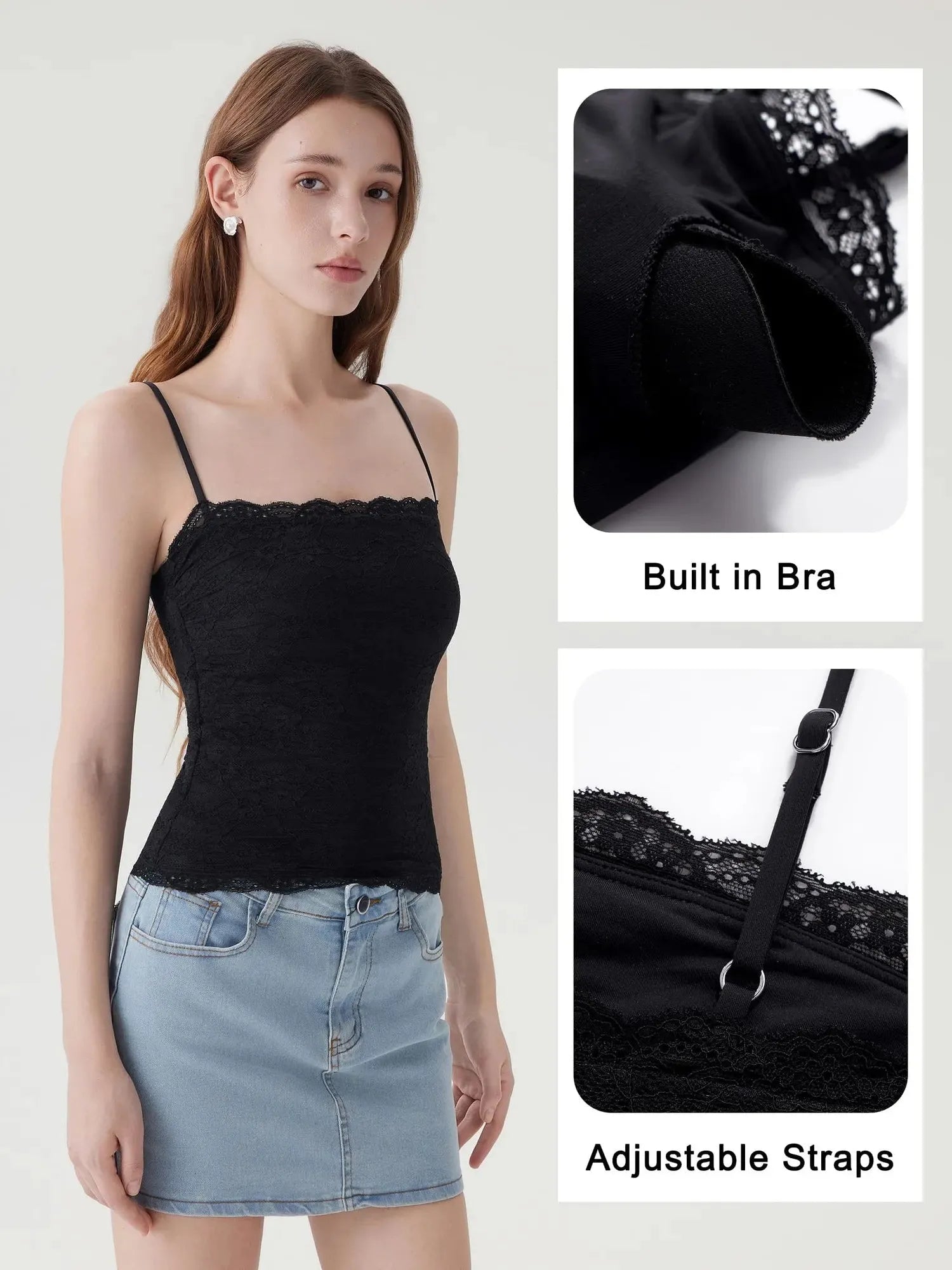 Lace Double Lined Y2K Tank Tops