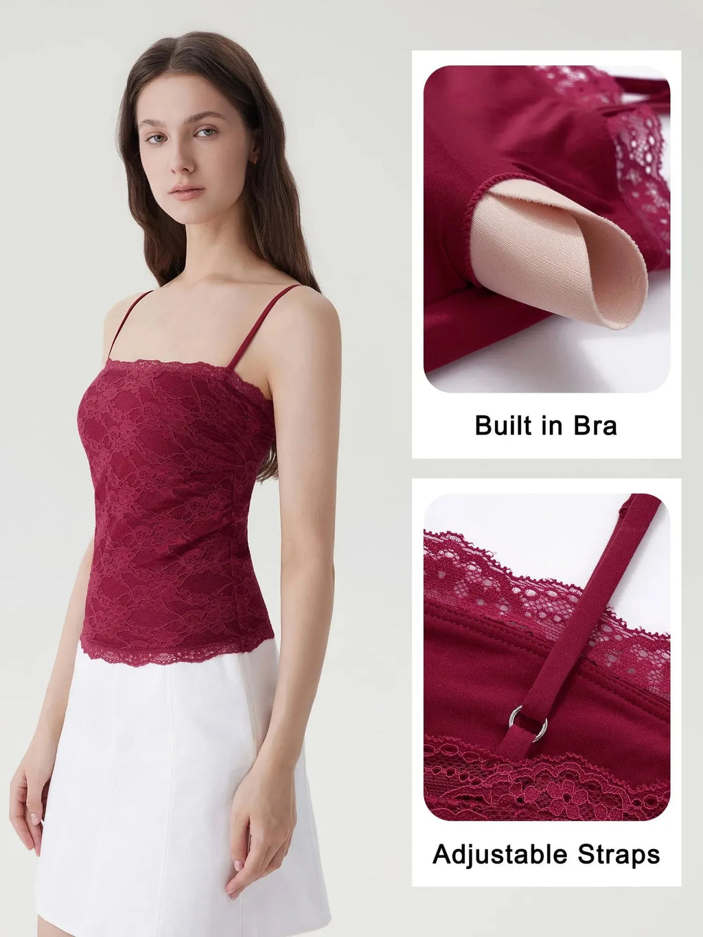 Lace Double Lined Y2K Tank Tops
