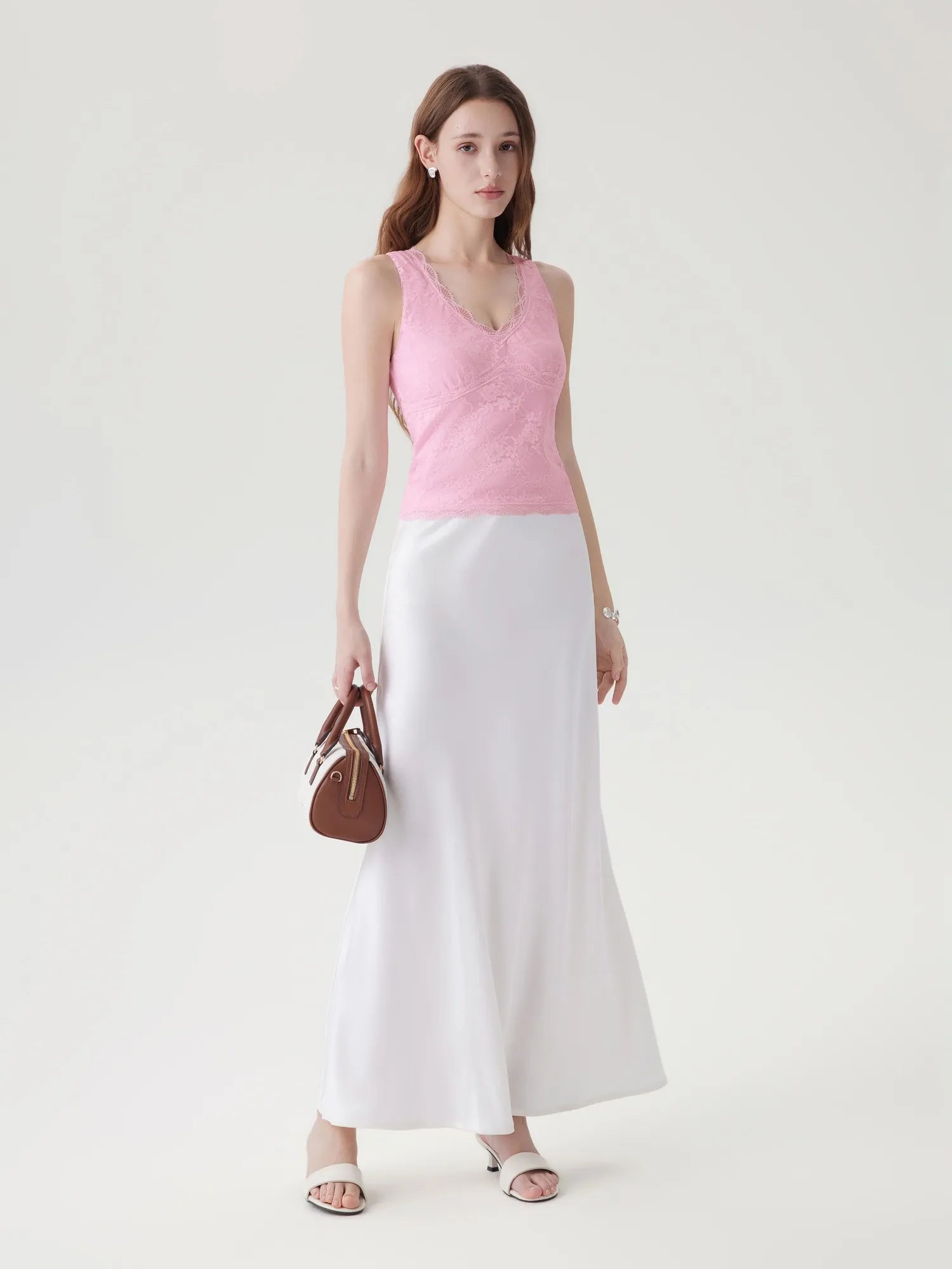 Lace Double Lined V Neck Tank Top