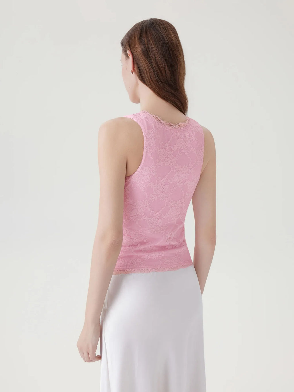 Lace Double Lined V Neck Tank Top