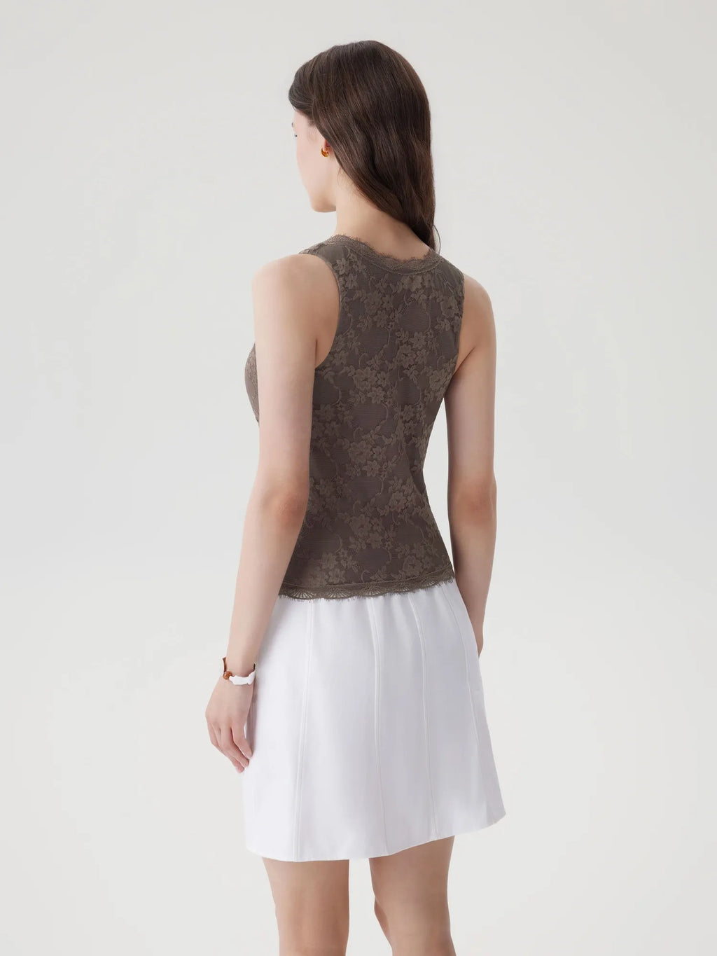 Lace Double Lined V Neck Tank Top