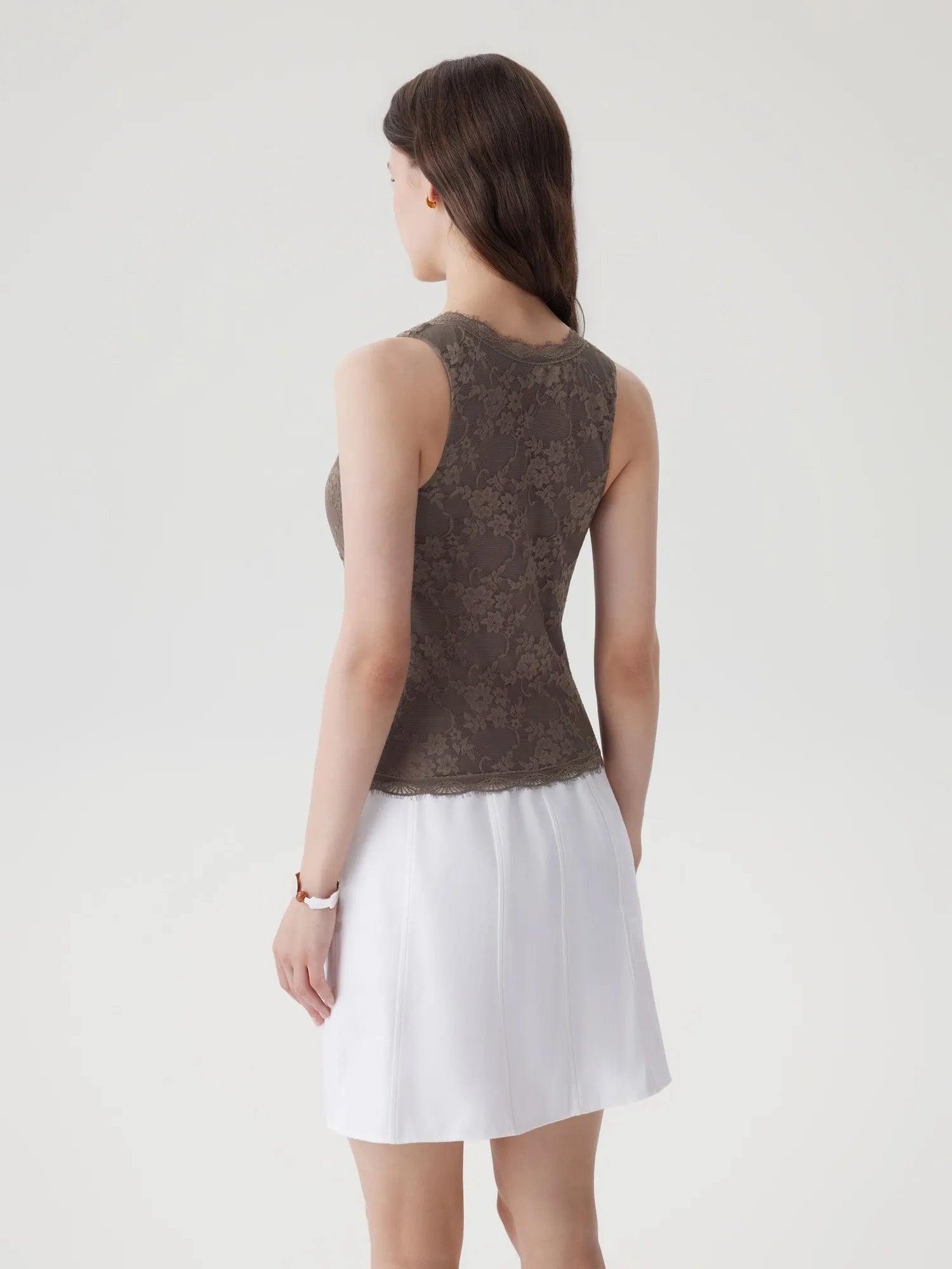 Lace Double Lined V Neck Tank Top