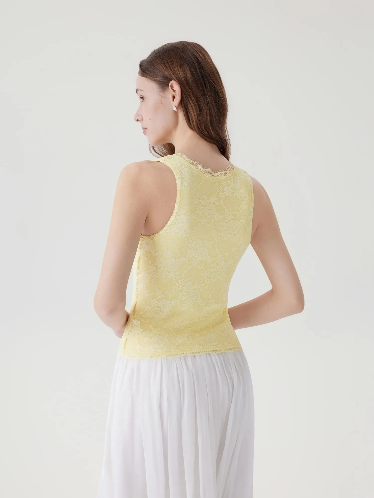 Lace Double Lined V Neck Tank Top