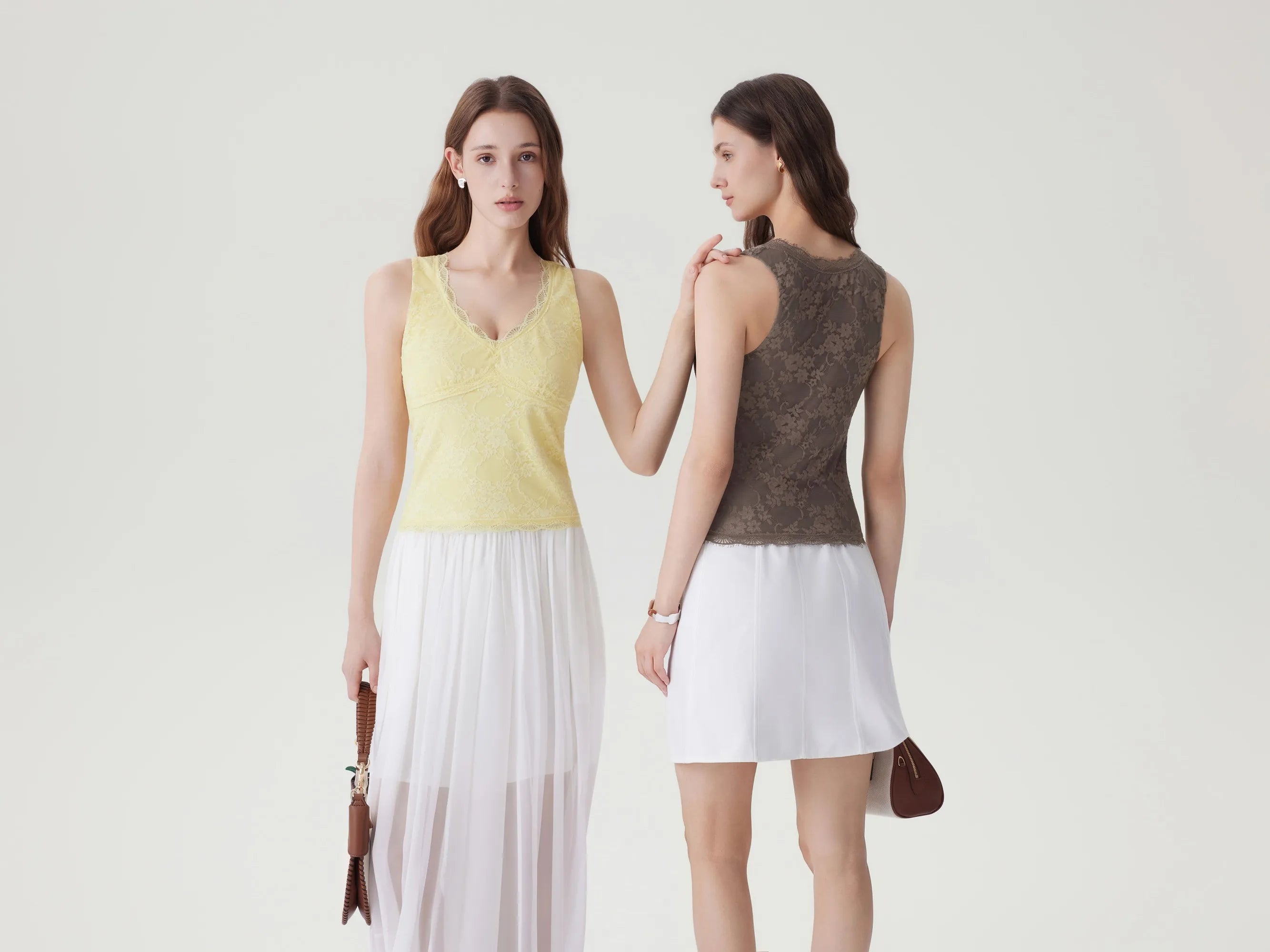 Lace Double Lined V Neck Tank Top