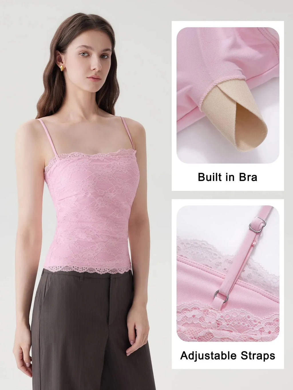 Lace Double Lined Y2K Tank Tops