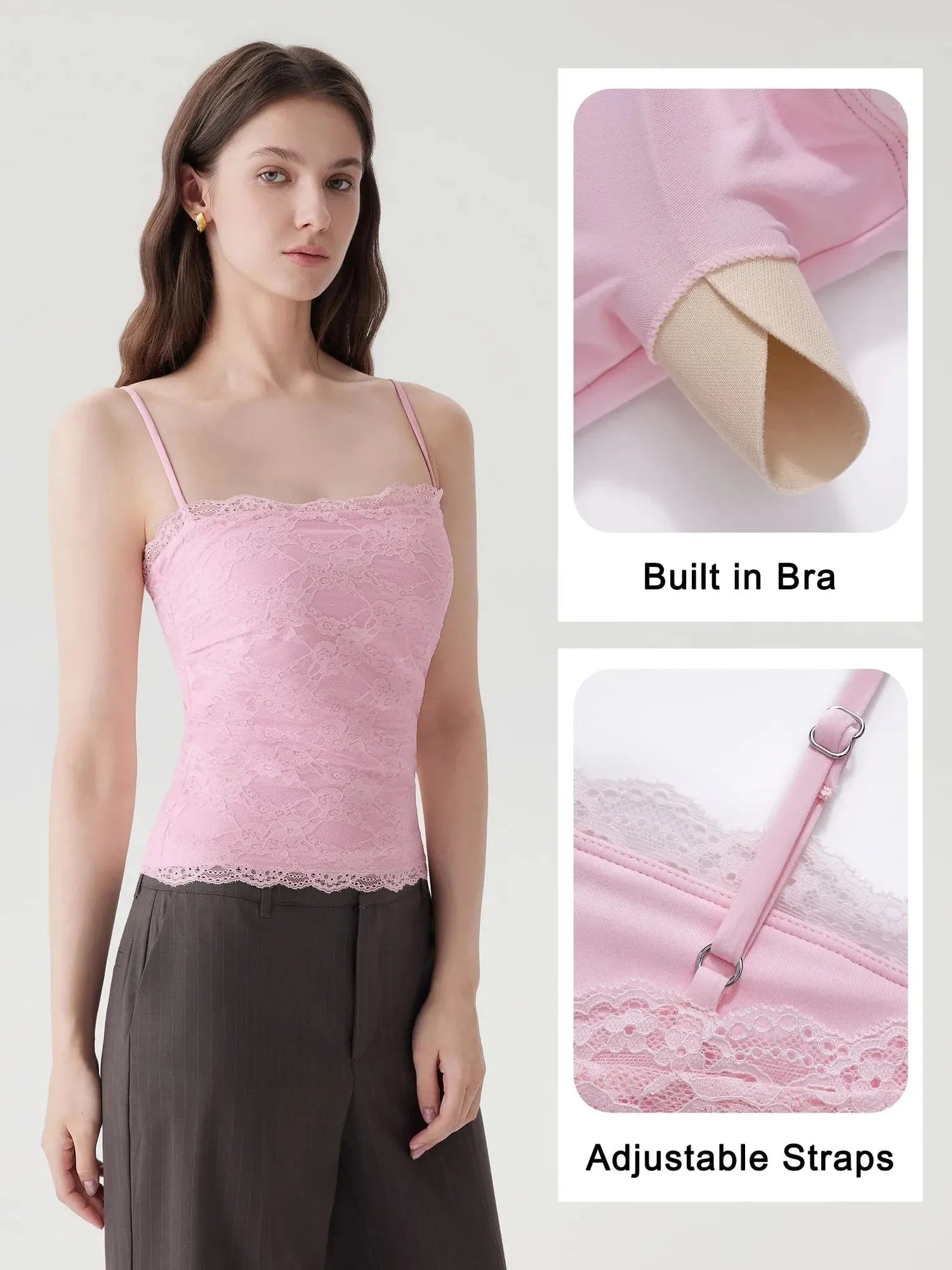 Lace Double Lined Y2K Tank Tops