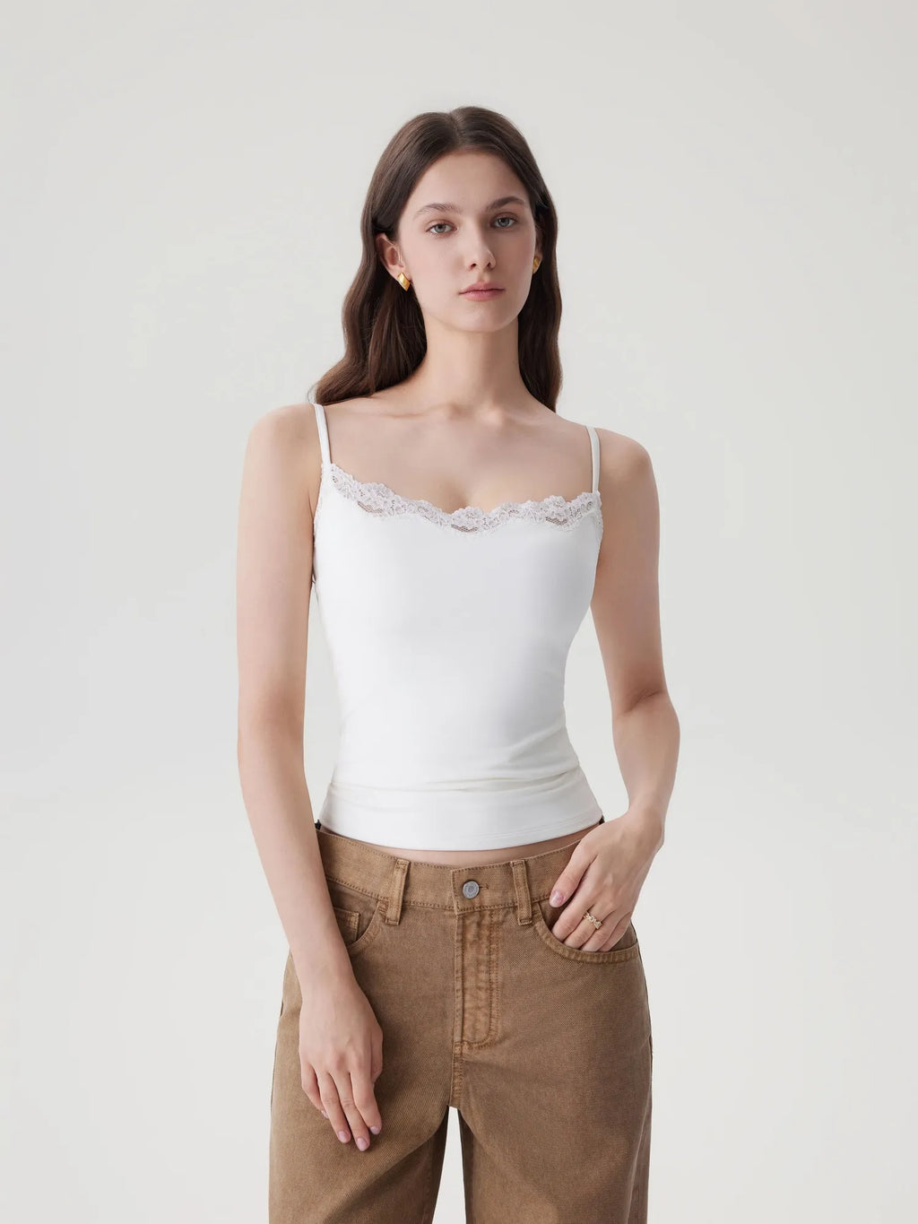 Double Lined Lace Cami Tank Top