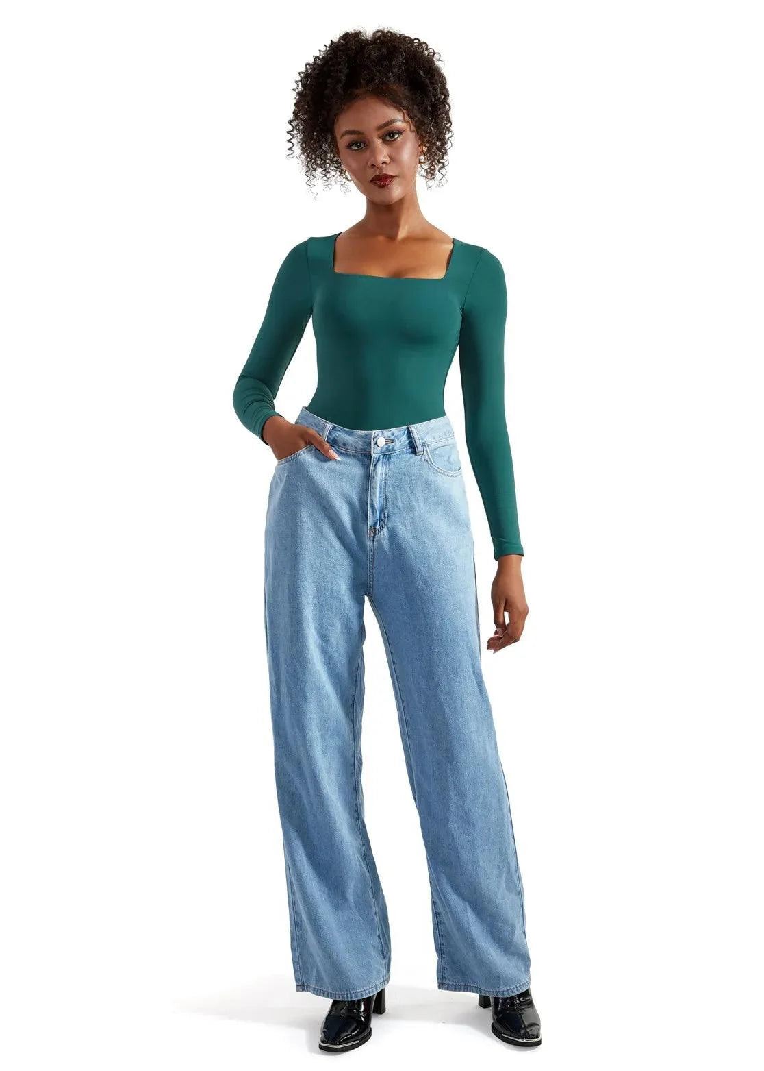 Flash Sales - Buttery Soft Square Neck Bodysuit - Long Sleeve
