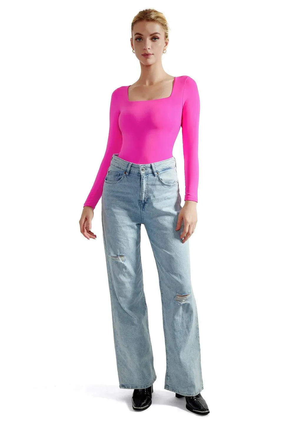 Flash Sales - Buttery Soft Square Neck Bodysuit - Long Sleeve