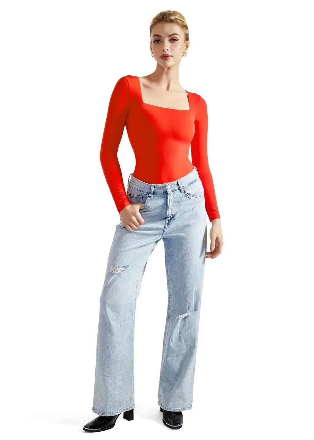 Flash Sales - Buttery Soft Square Neck Bodysuit - Long Sleeve