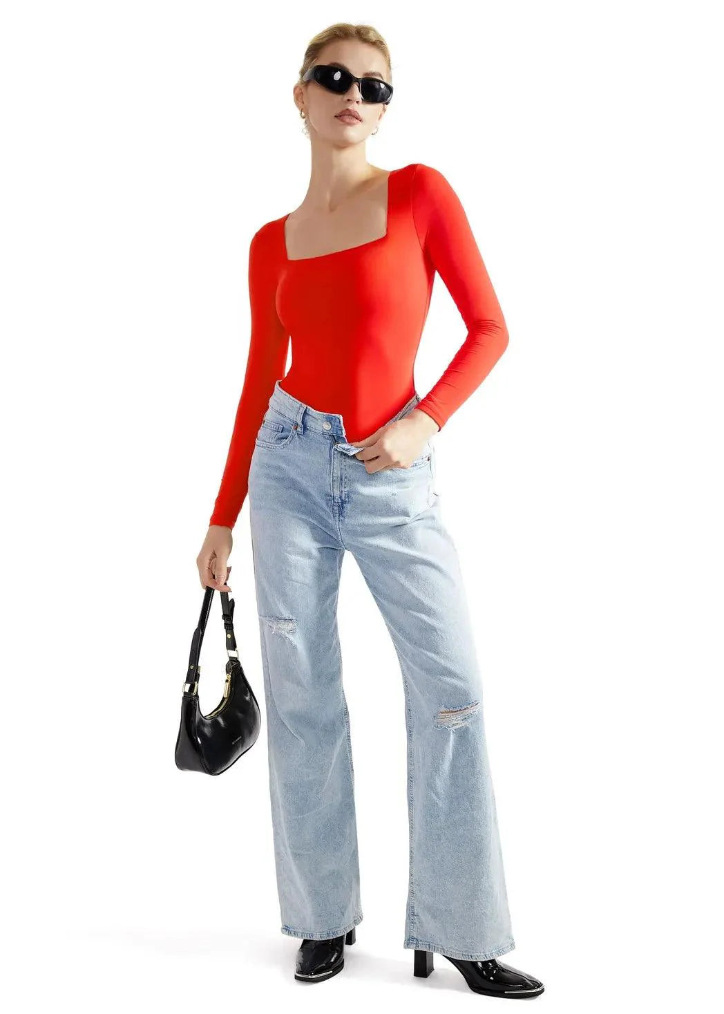 Flash Sales - Buttery Soft Square Neck Bodysuit - Long Sleeve
