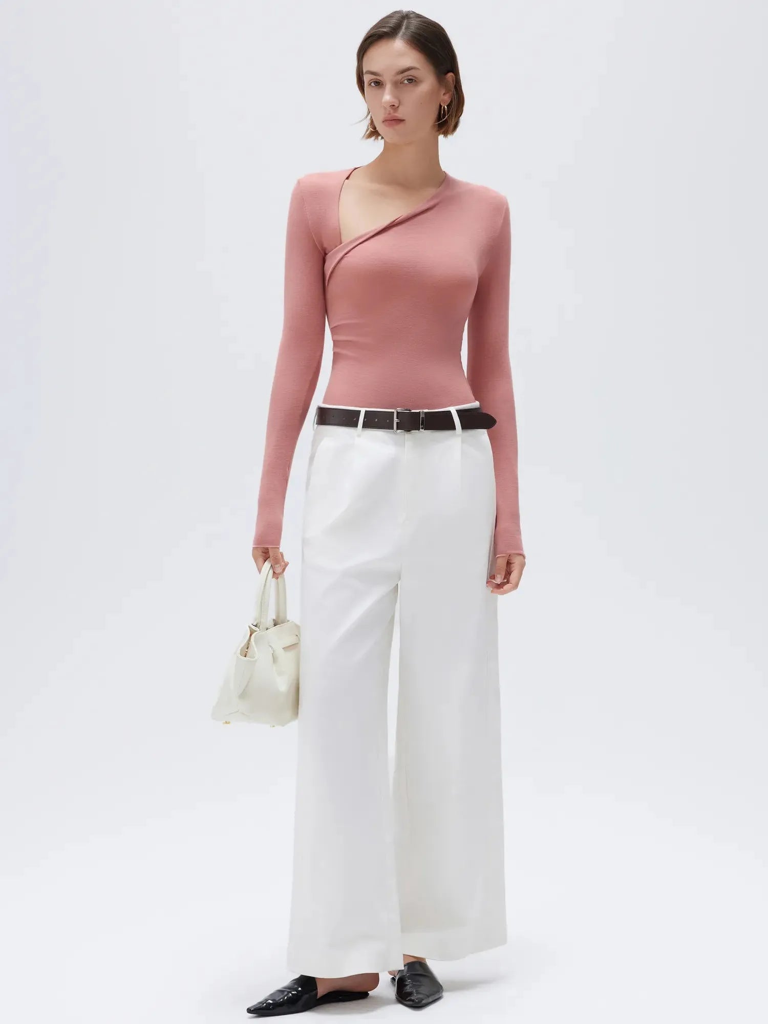 Cloud Cashmere Asymmetric Neck Shirt - Long Sleeve