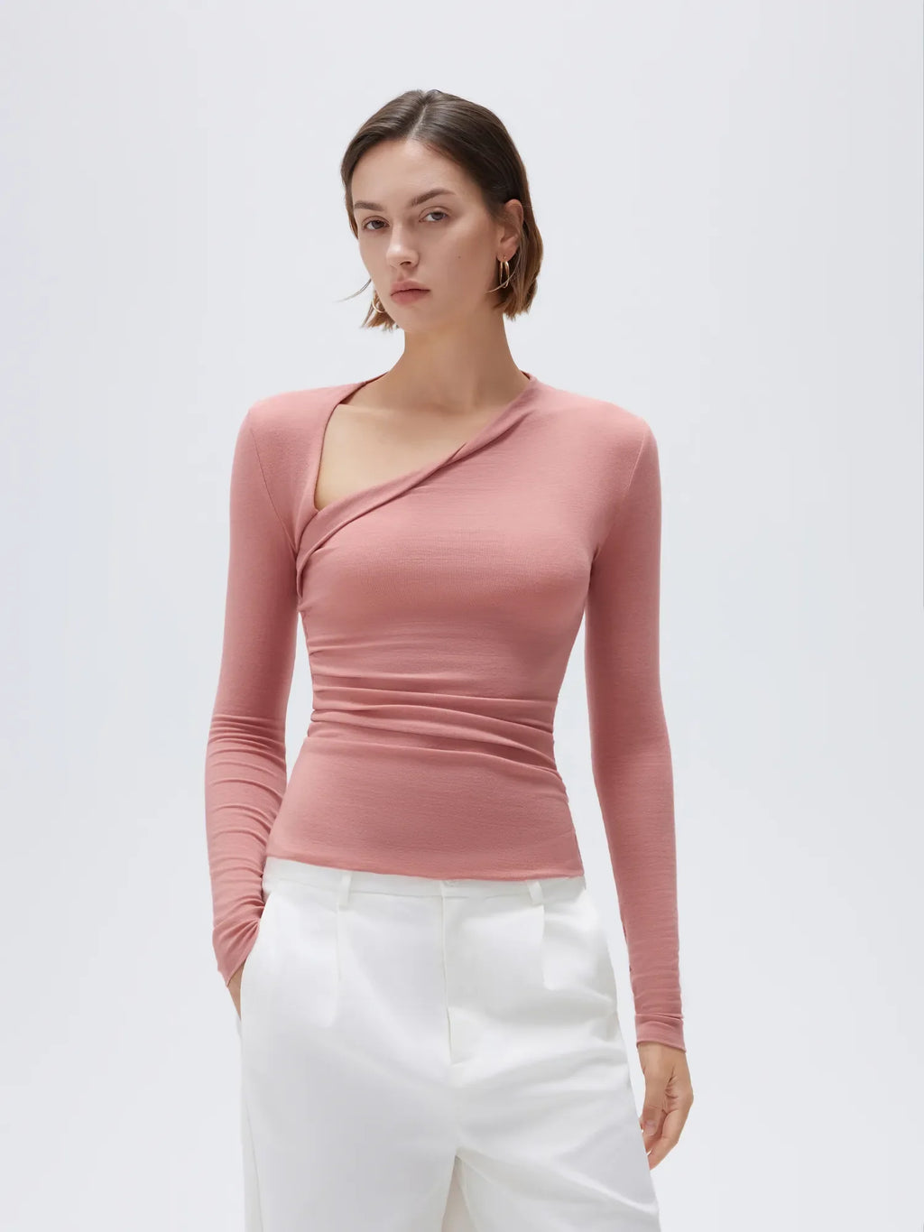 Cloud Cashmere Asymmetric Neck Shirt - Long Sleeve