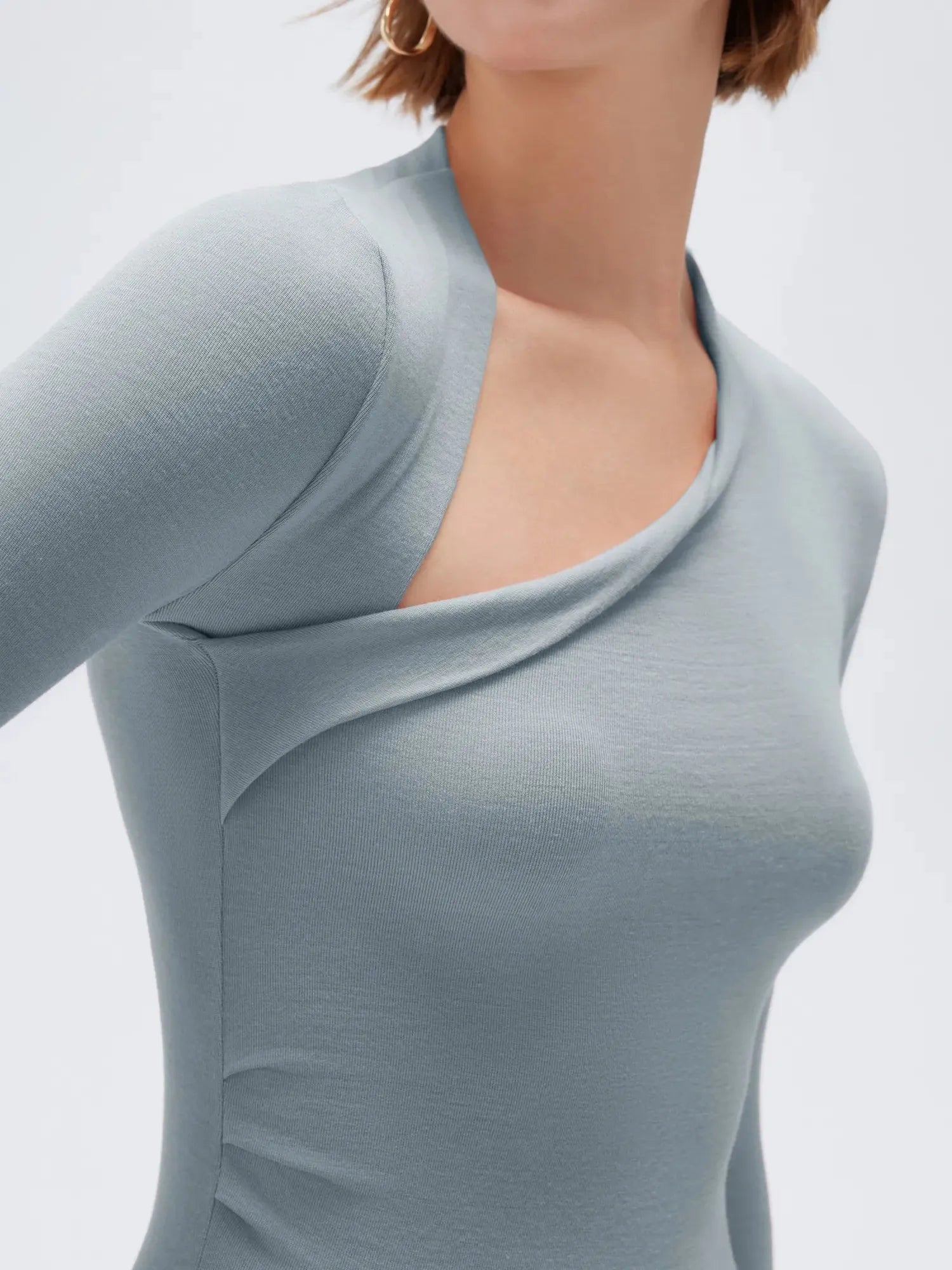 Cloud Cashmere Asymmetric Neck Shirt - Long Sleeve
