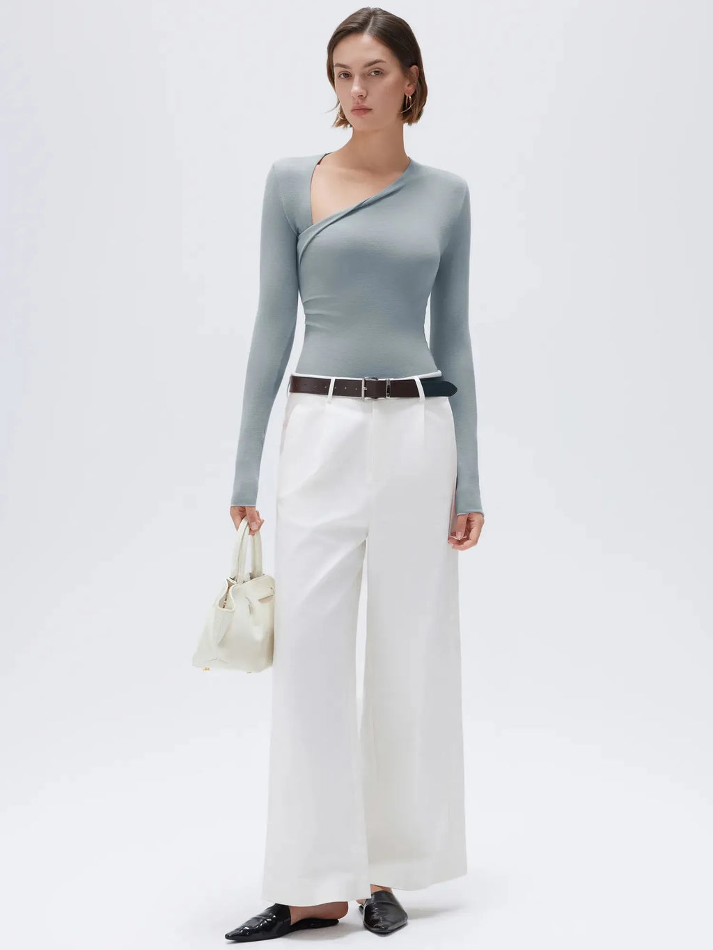Cloud Cashmere Asymmetric Neck Shirt - Long Sleeve