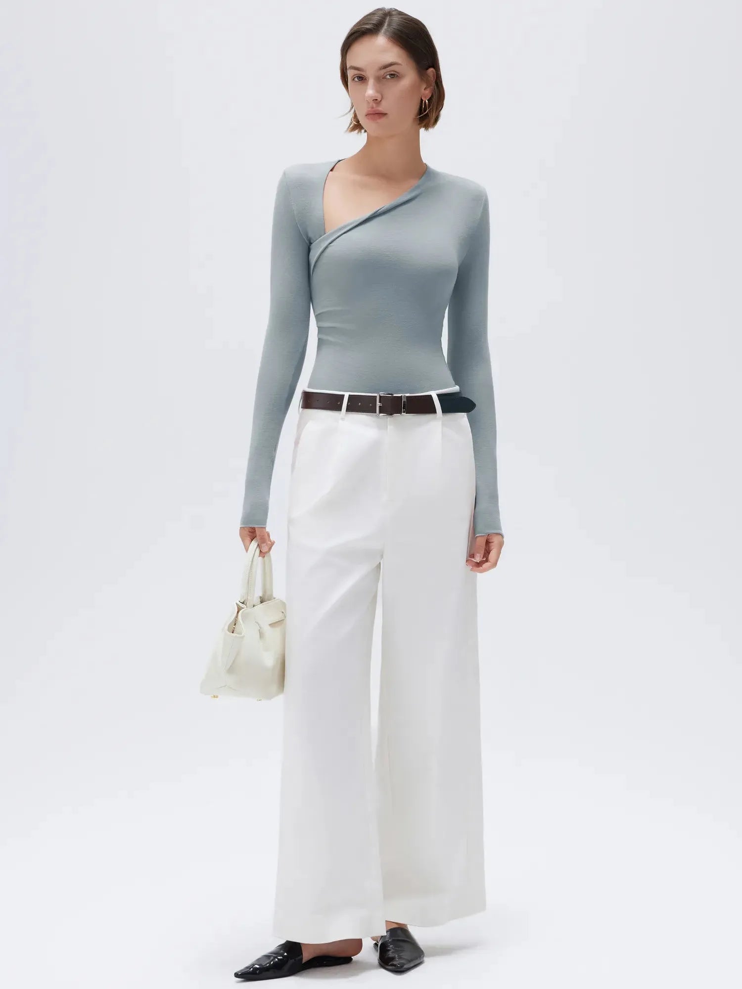 Cloud Cashmere Asymmetric Neck Shirt - Long Sleeve
