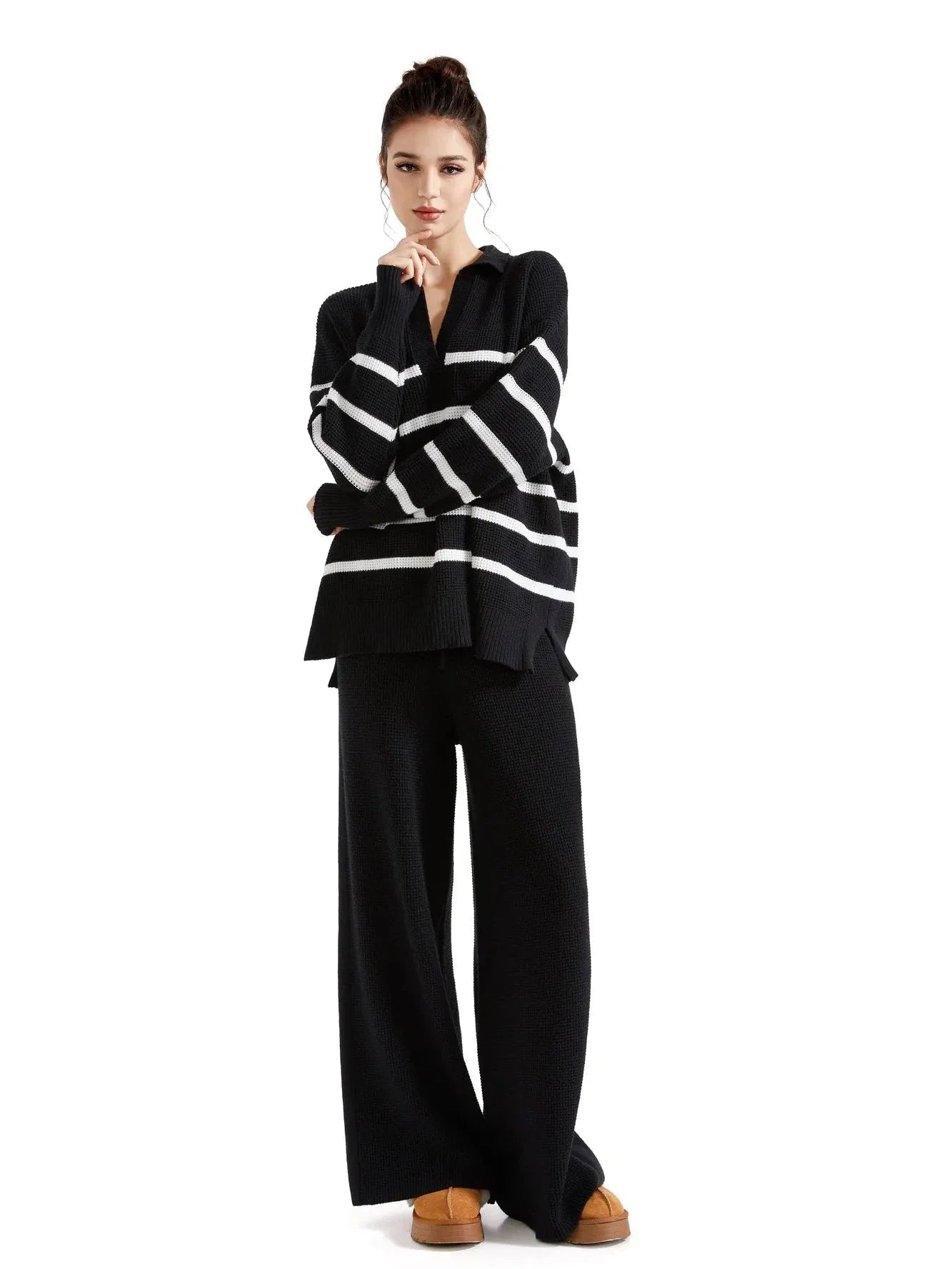 Waffle Knit Sweater Lounge Set