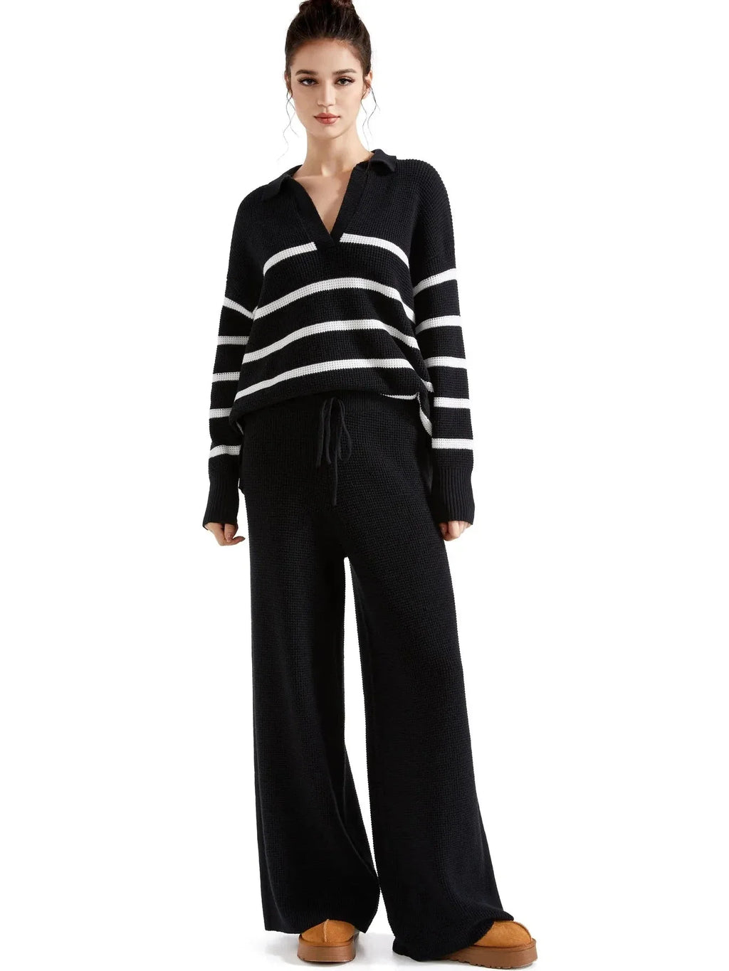 Waffle Knit Sweater Lounge Set