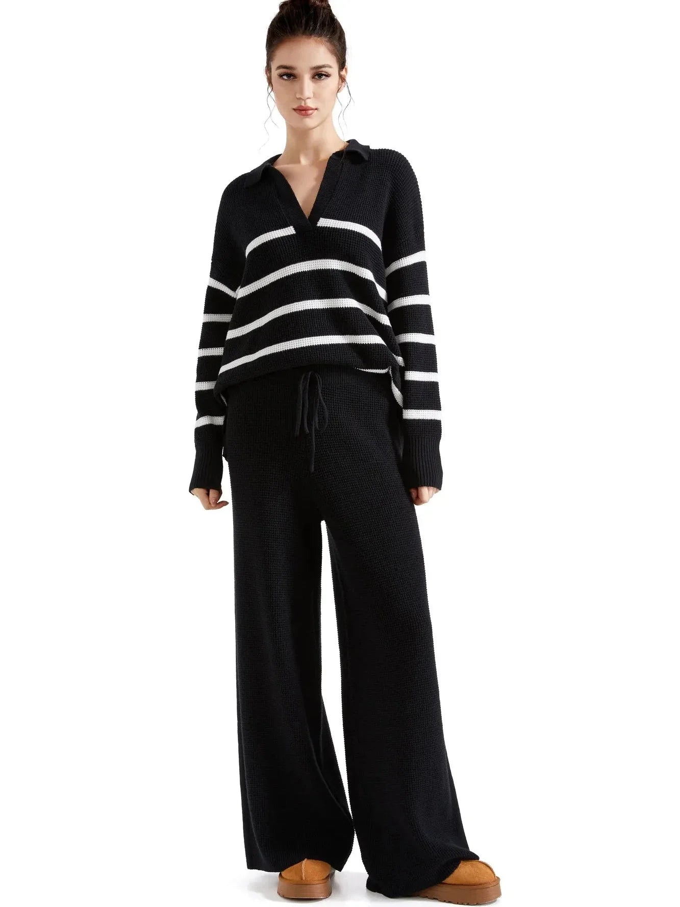 Waffle Knit Sweater Lounge Set