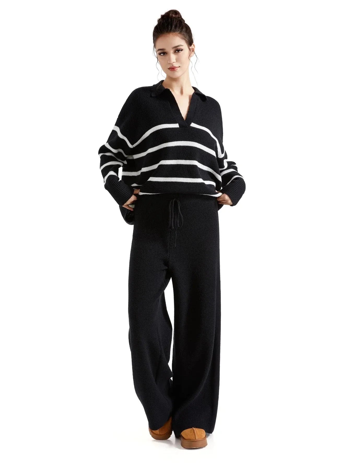 Waffle Knit Sweater Lounge Set