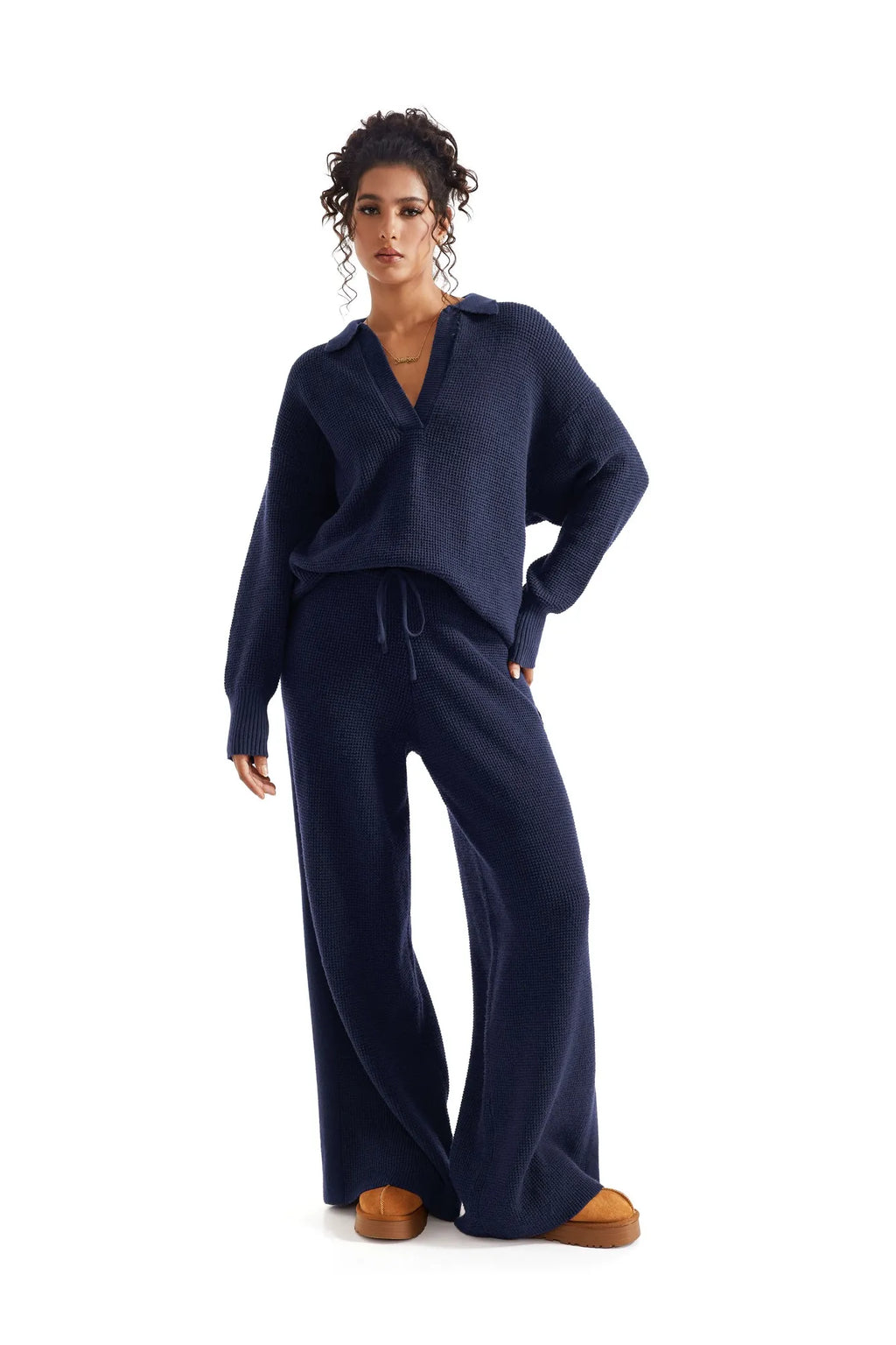 Waffle Knit Sweater Lounge Set