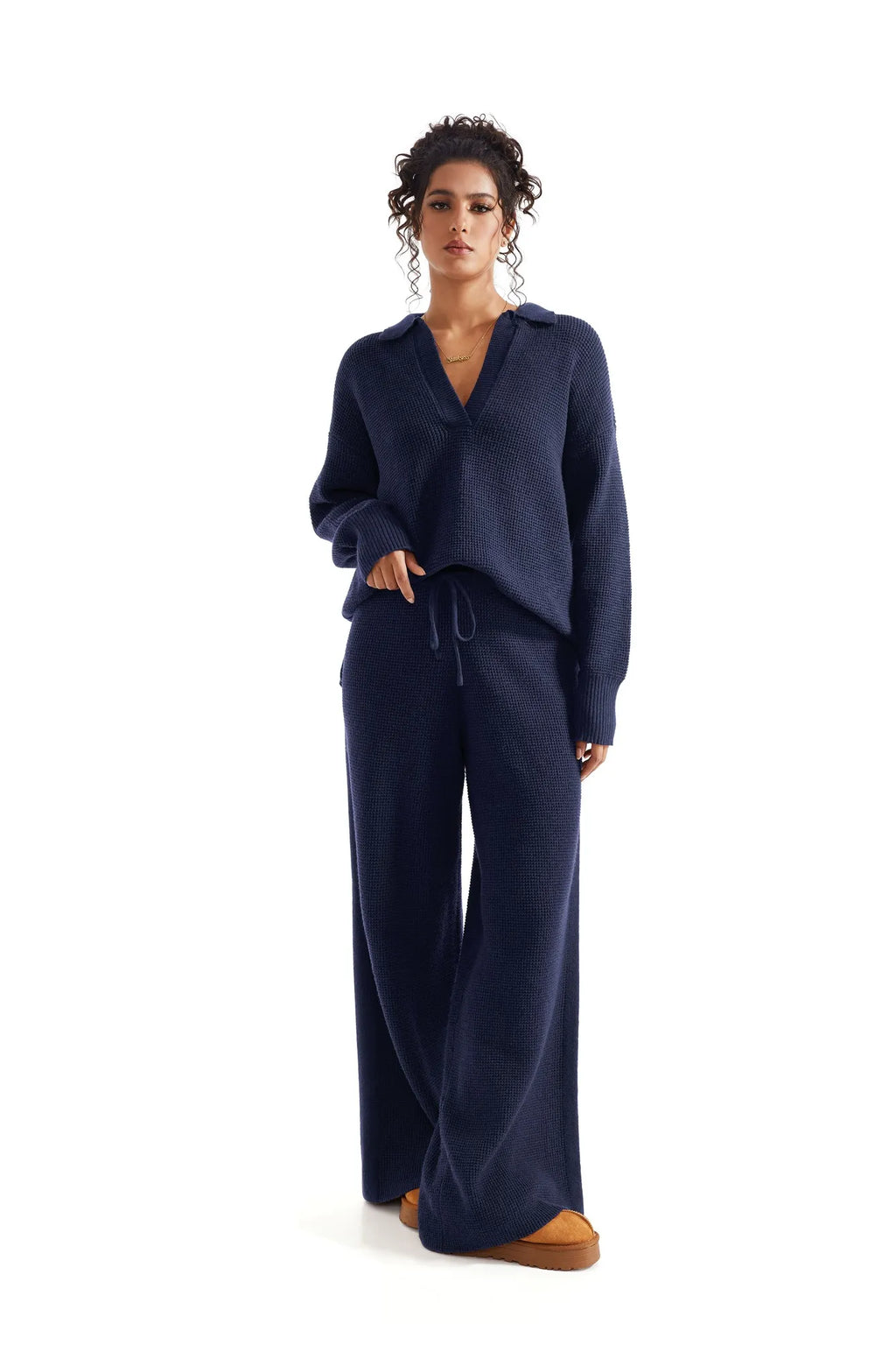 Waffle Knit Sweater Lounge Set