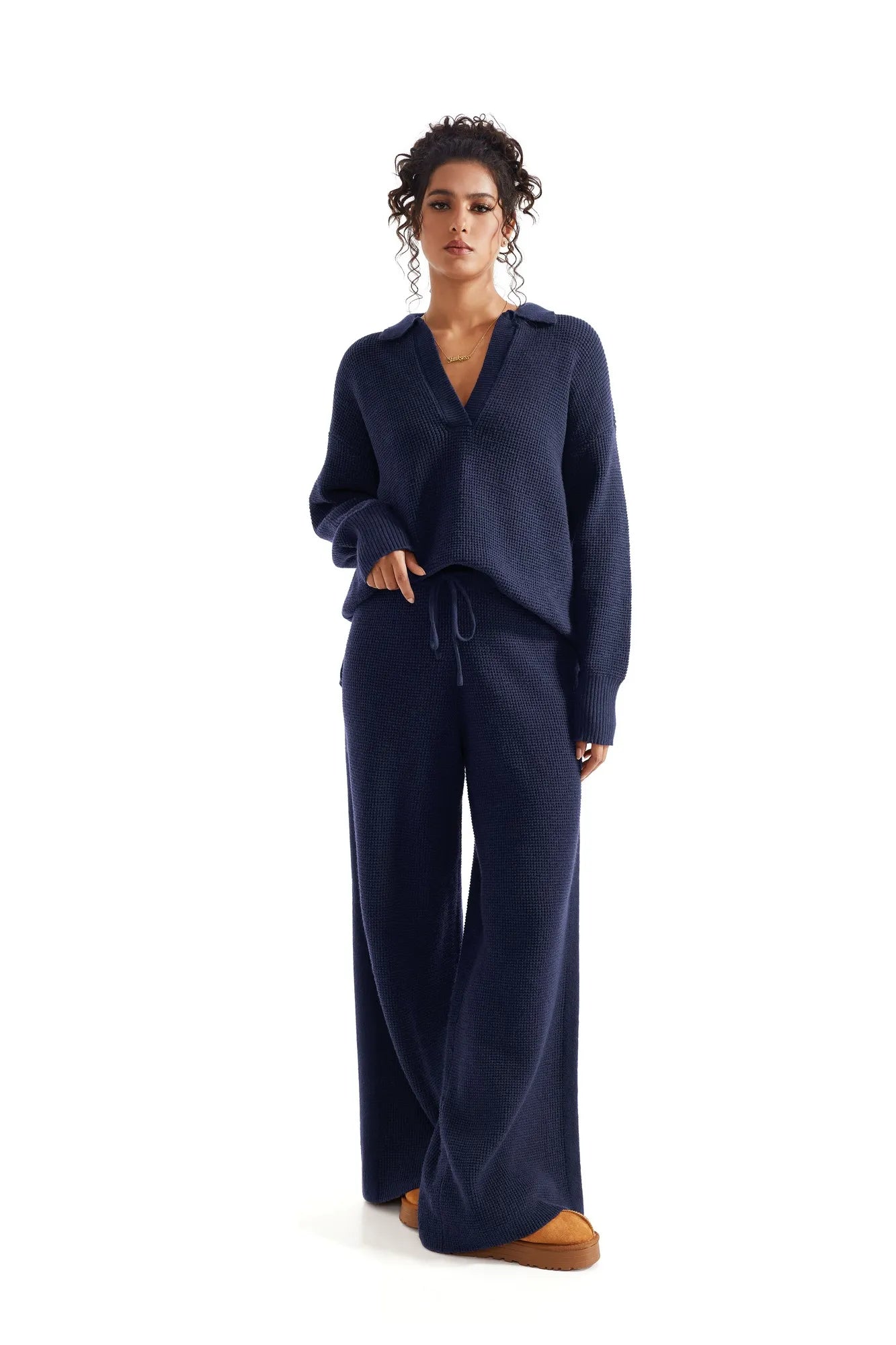 Waffle Knit Sweater Lounge Set