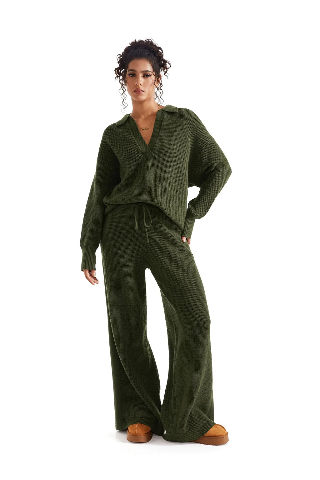 Waffle Knit Sweater Lounge Set