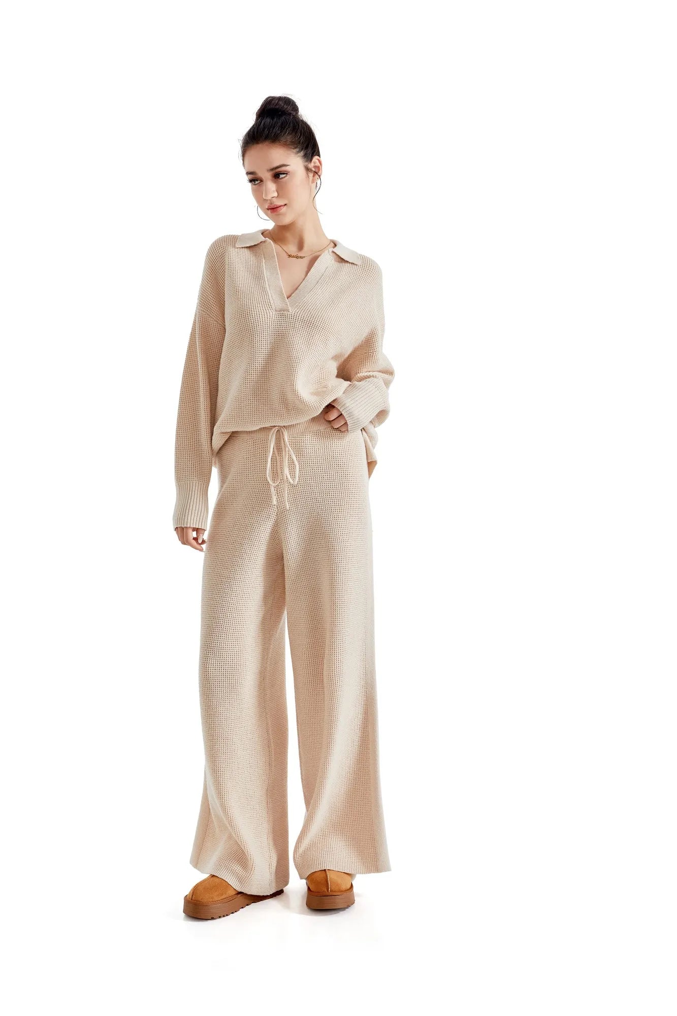 Waffle Knit Sweater Lounge Set