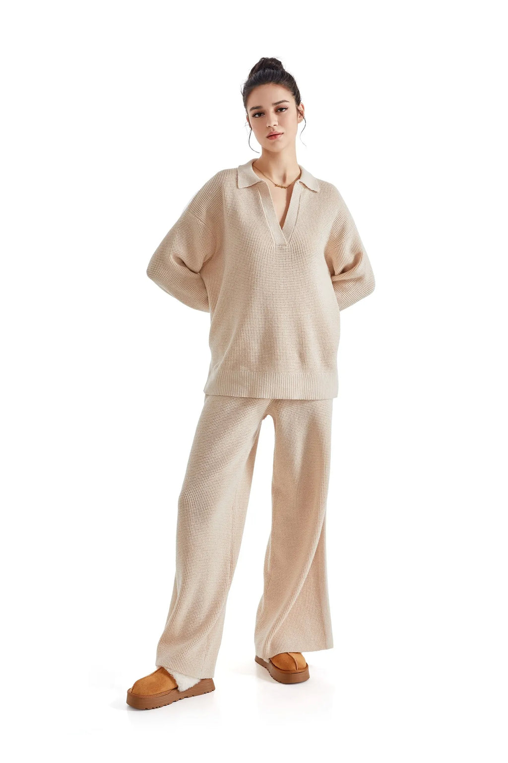 Waffle Knit Sweater Lounge Set