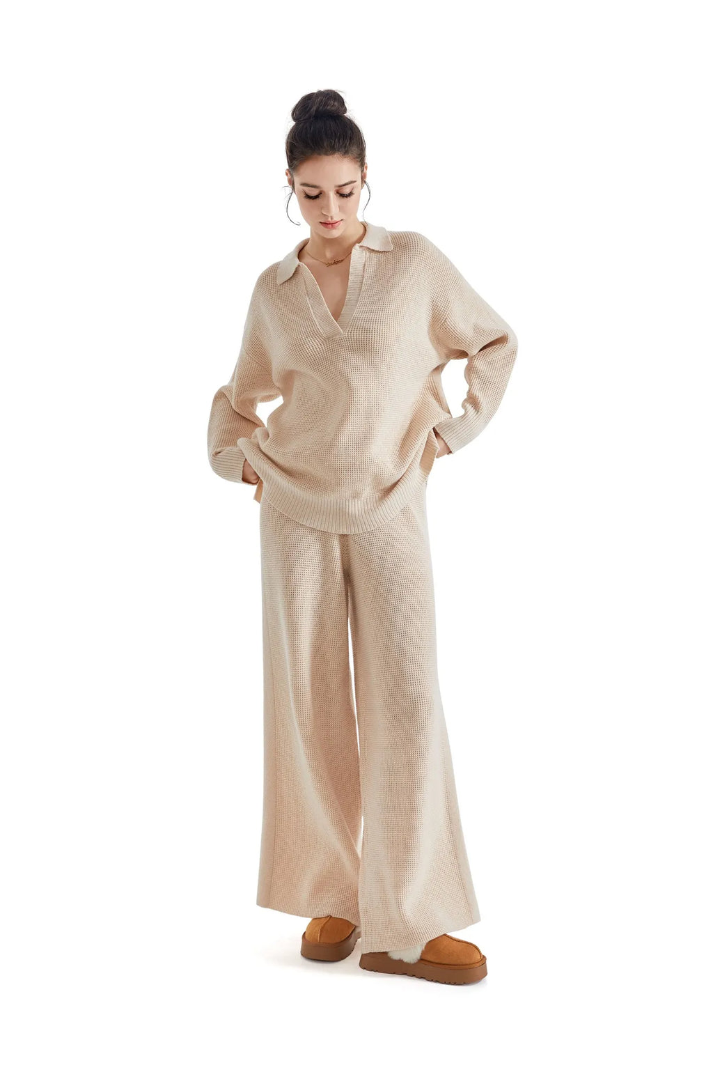 Waffle Knit Sweater Lounge Set