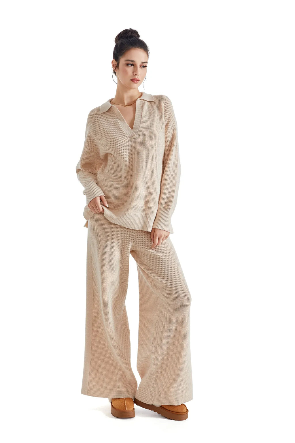Waffle Knit Sweater Lounge Set