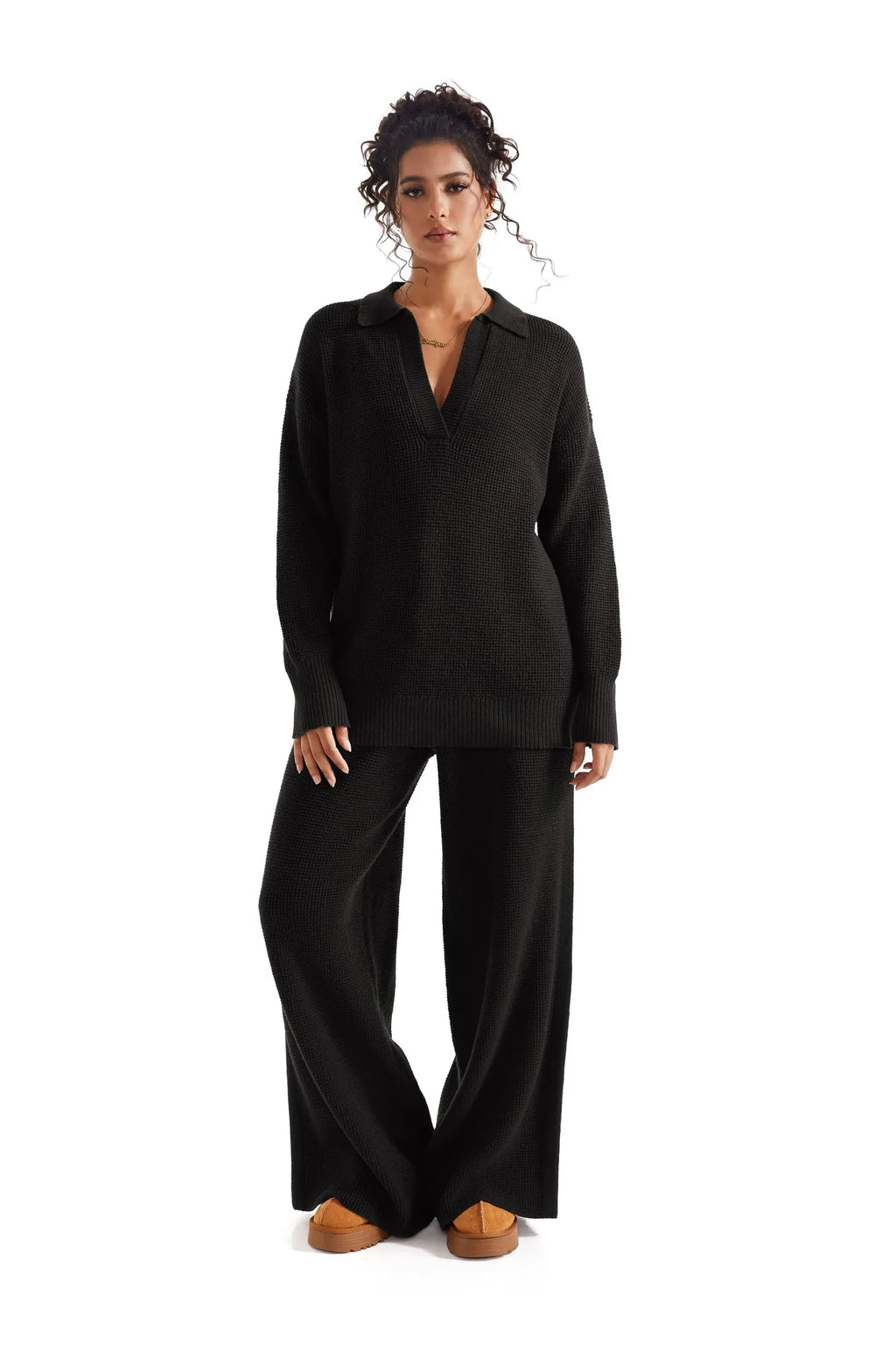 Waffle Knit Sweater Lounge Set