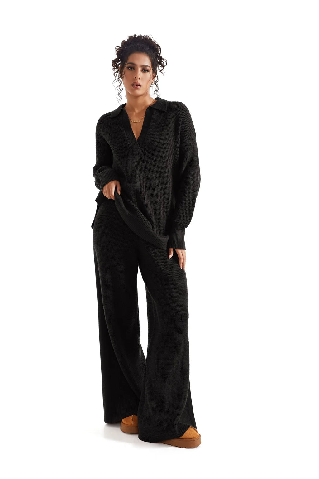 Waffle Knit Sweater Lounge Set