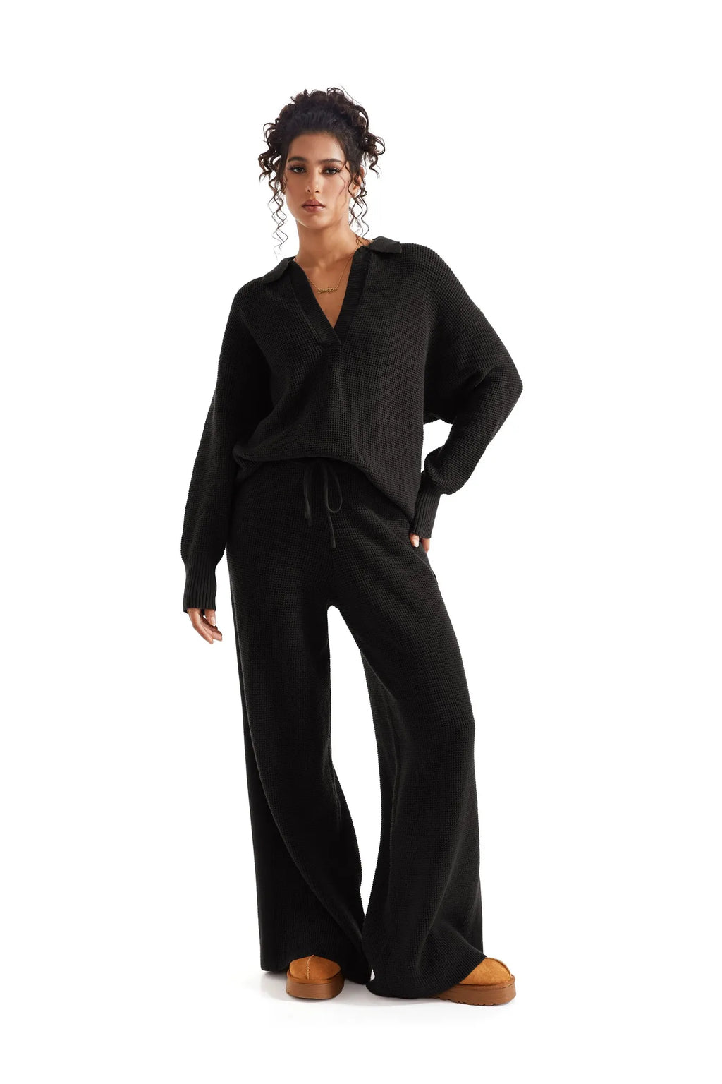 Waffle Knit Sweater Lounge Set