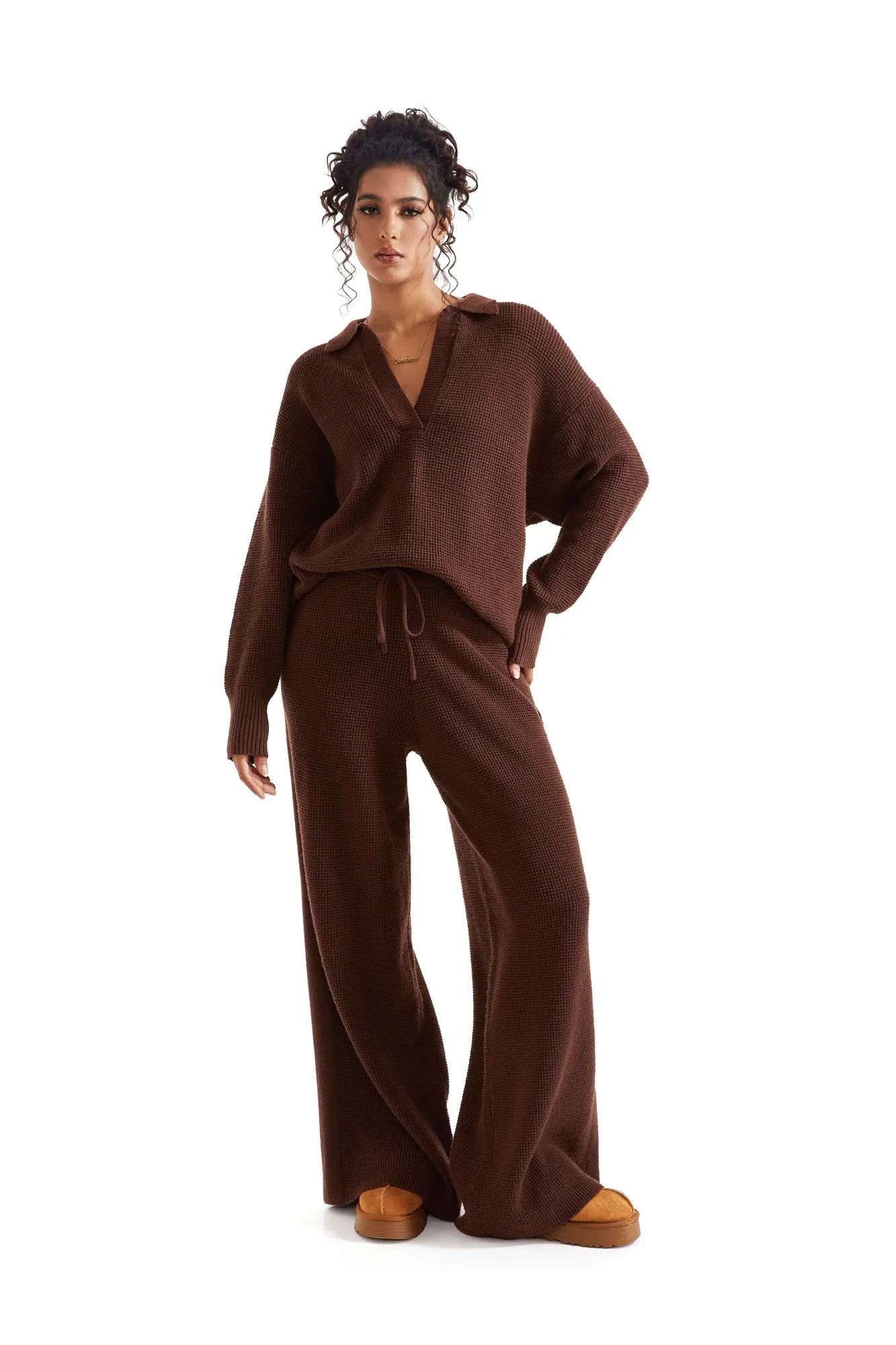 Waffle Knit Sweater Lounge Set