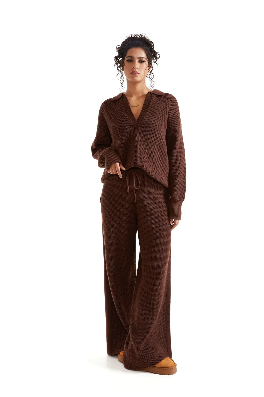 Waffle Knit Sweater Lounge Set