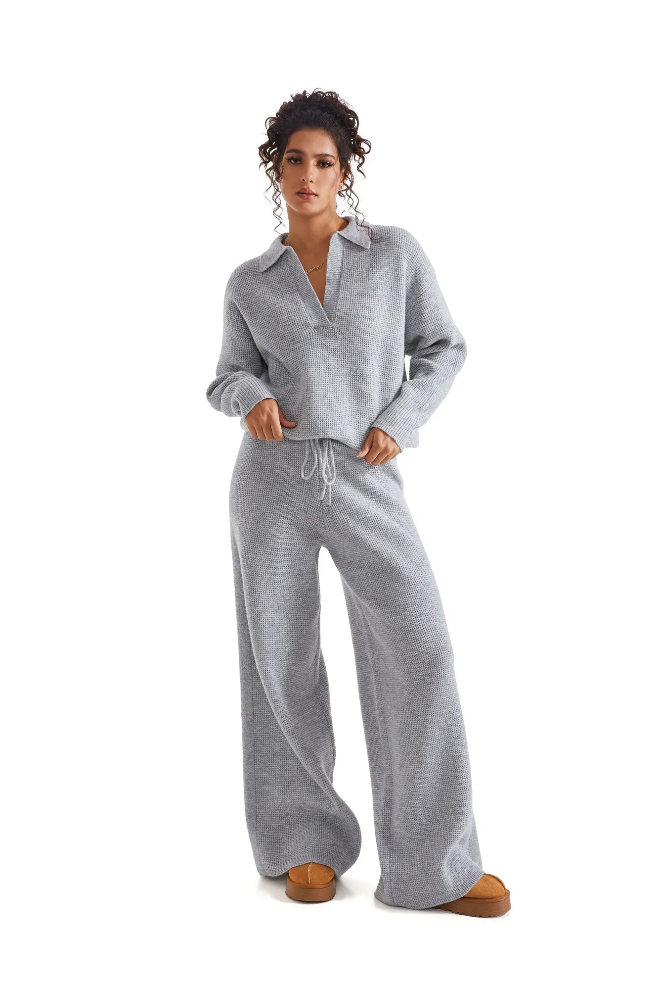 Waffle Knit Sweater Lounge Set