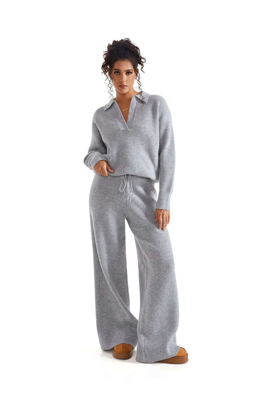 Waffle Knit Sweater Lounge Set