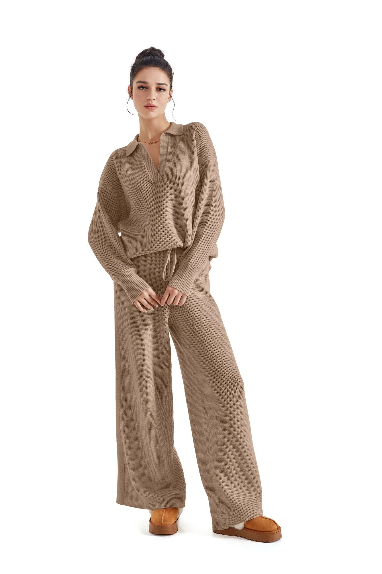 Waffle Knit Sweater Lounge Set
