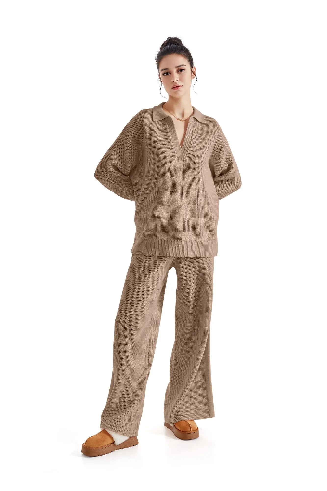 Waffle Knit Sweater Lounge Set