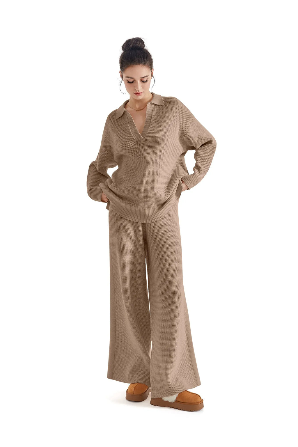 Waffle Knit Sweater Lounge Set