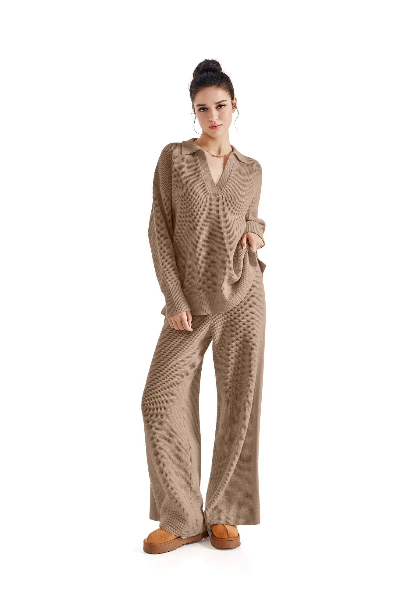 Waffle Knit Sweater Lounge Set