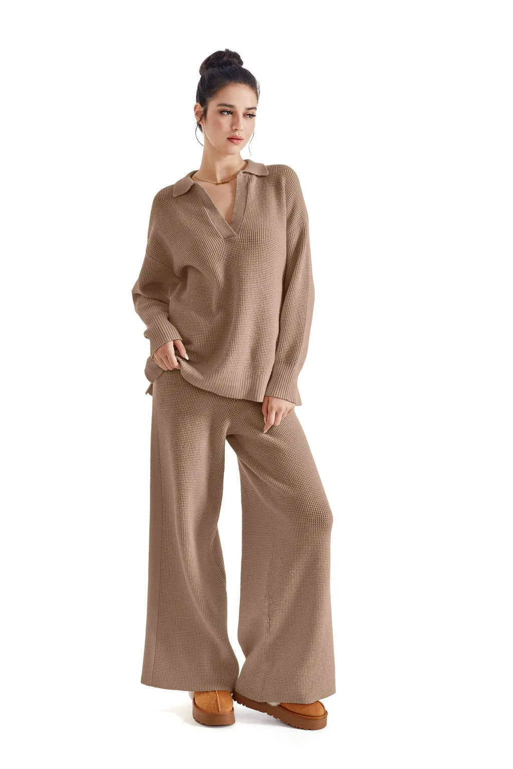 Waffle Knit Sweater Lounge Set